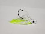 White/Chartreuse silver flake swim jig