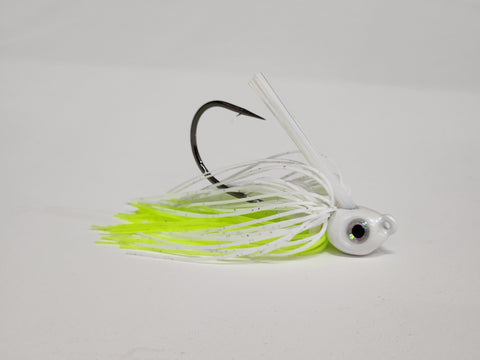 White/Chartreuse silver flake swim jig